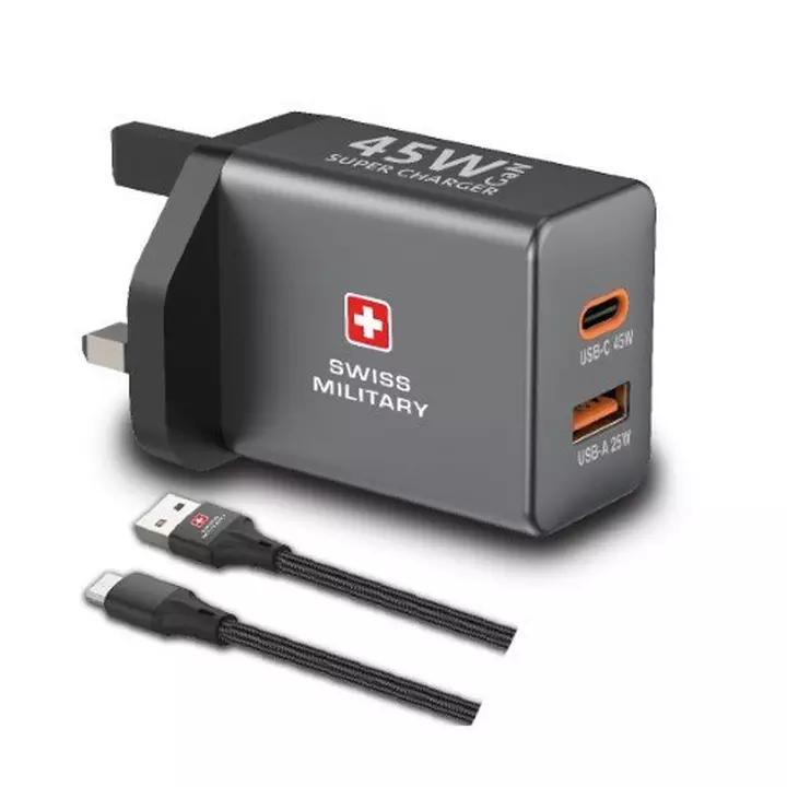 Swiss Military, 45W, Type-C Wall Charger, Black