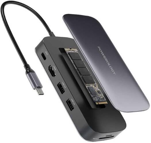 Powerology 256GB USB-C Hub & SSD Drive All-in-one Connectivity & Storage
