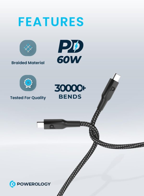 ProductPowerology Braided USB-C To USB-C Data