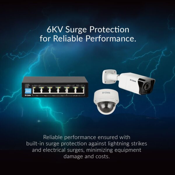 Dlink Switch 6-port 10/100Base-T UnmanagedLong Range 250m PoE+ Surveillance Switch