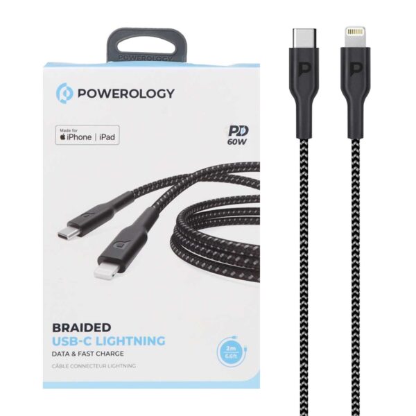 Powerology Braided USB-C To Lightning Data & Fast Charge Cable