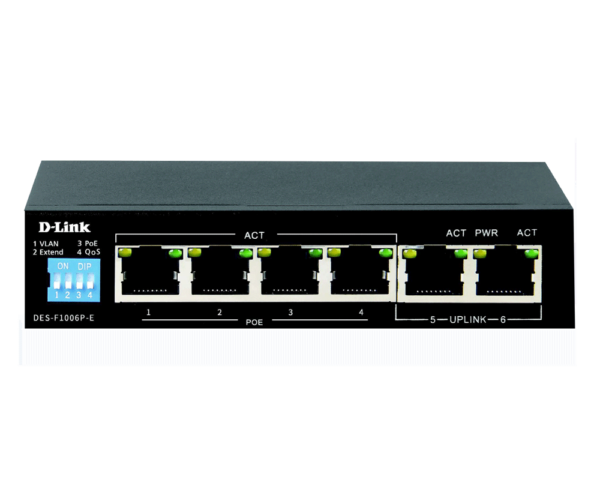 Dlink Switch 6-port 10/100Base-T UnmanagedLong Range 250m PoE+ Surveillance Switch