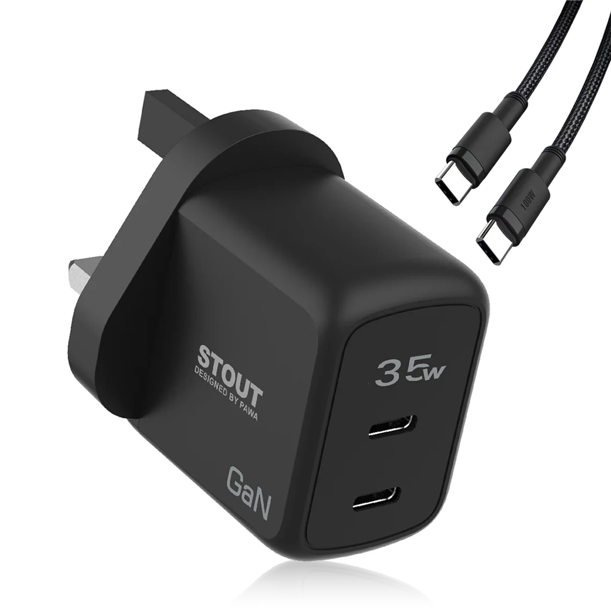 Pawa Stout Gan Travel Charger With Dual PD port 35W