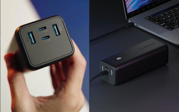 Powerology Onyx 30000mAh Dual USB-C Power Bank Rapid Four-Device Charging