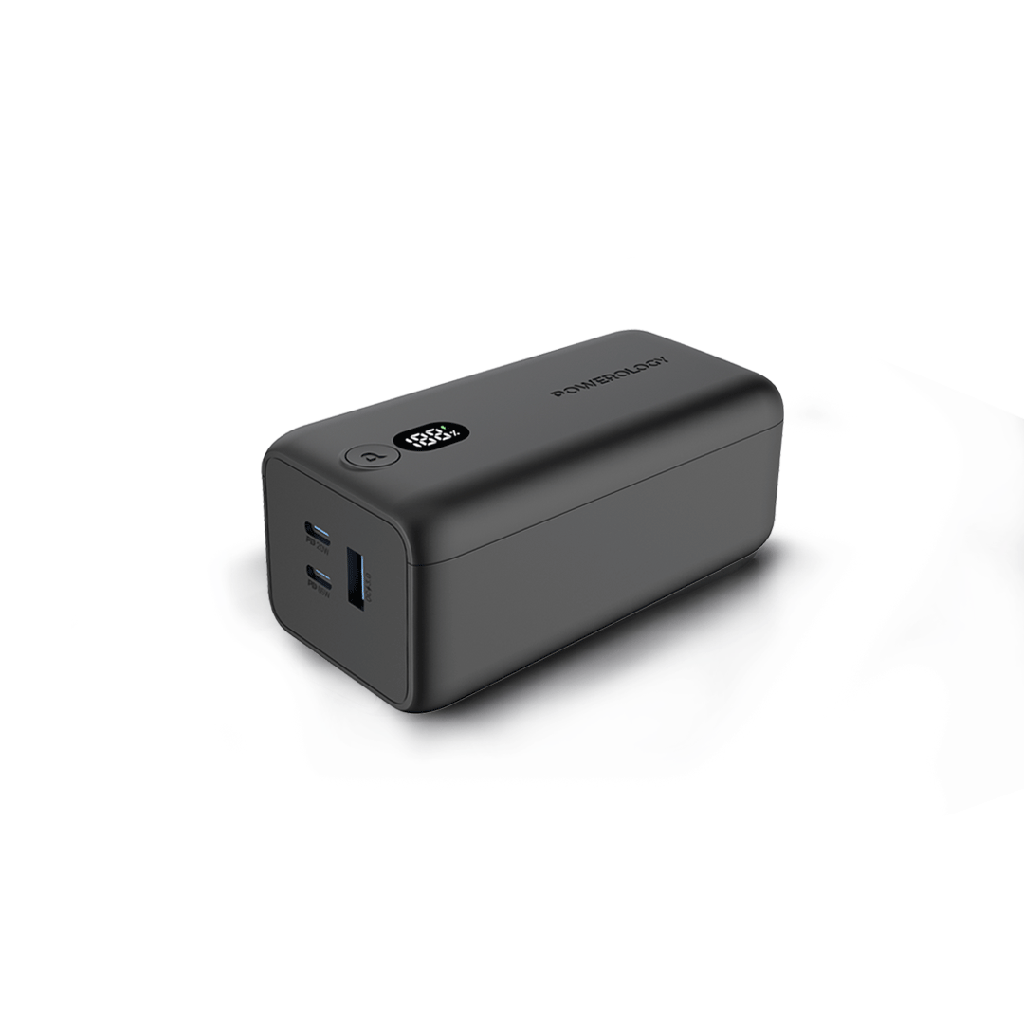 Powerology Onyx 20000mAh Dual USB-C Power Bank Rapid Three-Device Charging