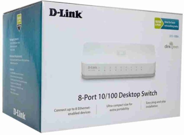 DLINK 8 port 10/100/1000Base-T unmanaged gigabitswitch, UK Copy