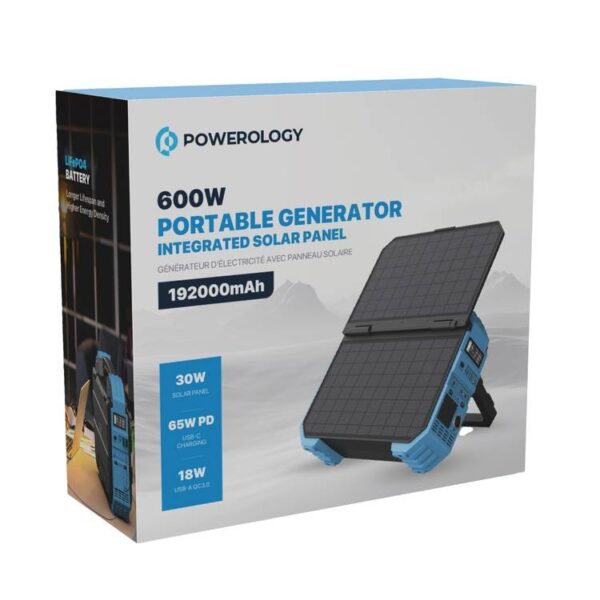 Powerology 600W 192000mAh Portable Generator Integrated Solar Panel